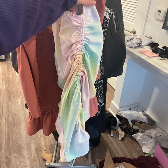 DO+BE Satin Tie Dye Ruched Dress - Picture 4 of 5